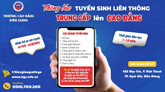 THÔNG BÁO TUYỂN SINH LIÊN THÔNG TỪ TRUNG CẤP LÊN CAO ĐẲNG NĂM 2024