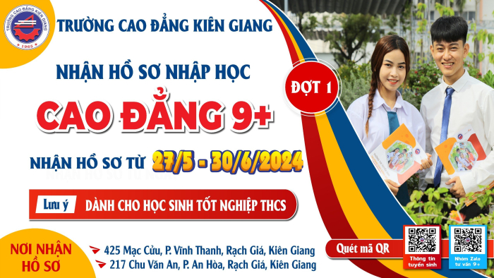 KGC THÔNG BÁO NHẬN HỒ SƠ NHẬP HỌC CAO ĐẲNG 9+ TỪ NGÀY 27/5